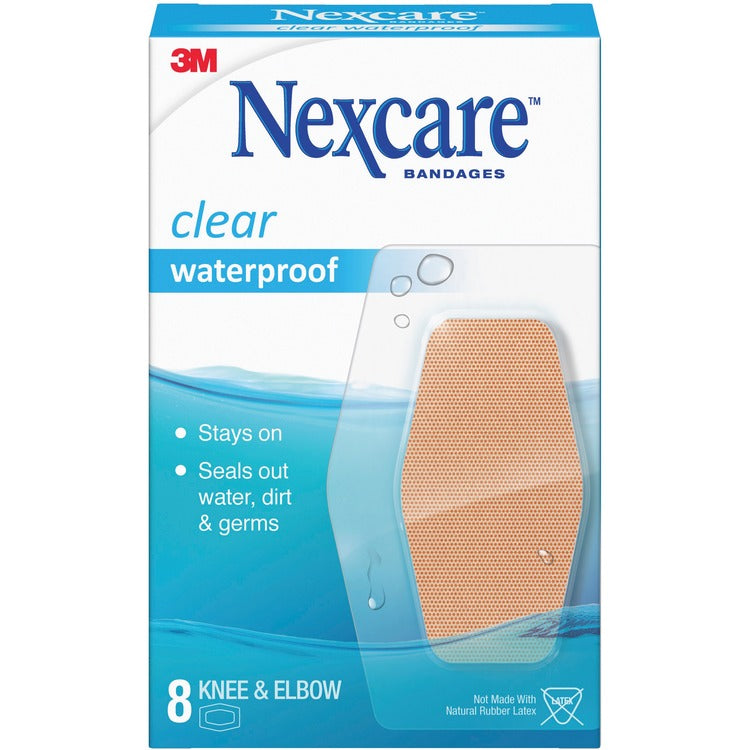 Nexcare Knee/Elbow Bandages, Waterproof, 2-3/8"x3-1/2", 8/PK,Clear (MMM58108) Pack of 8